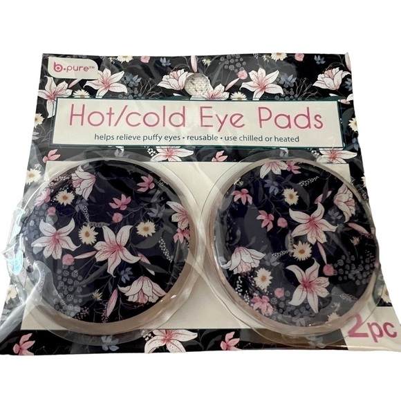 B PURE Hot & Cold Reusable Eye Pads, Black & Pink Floral Design, Eye Mask - Picture 5 of 5